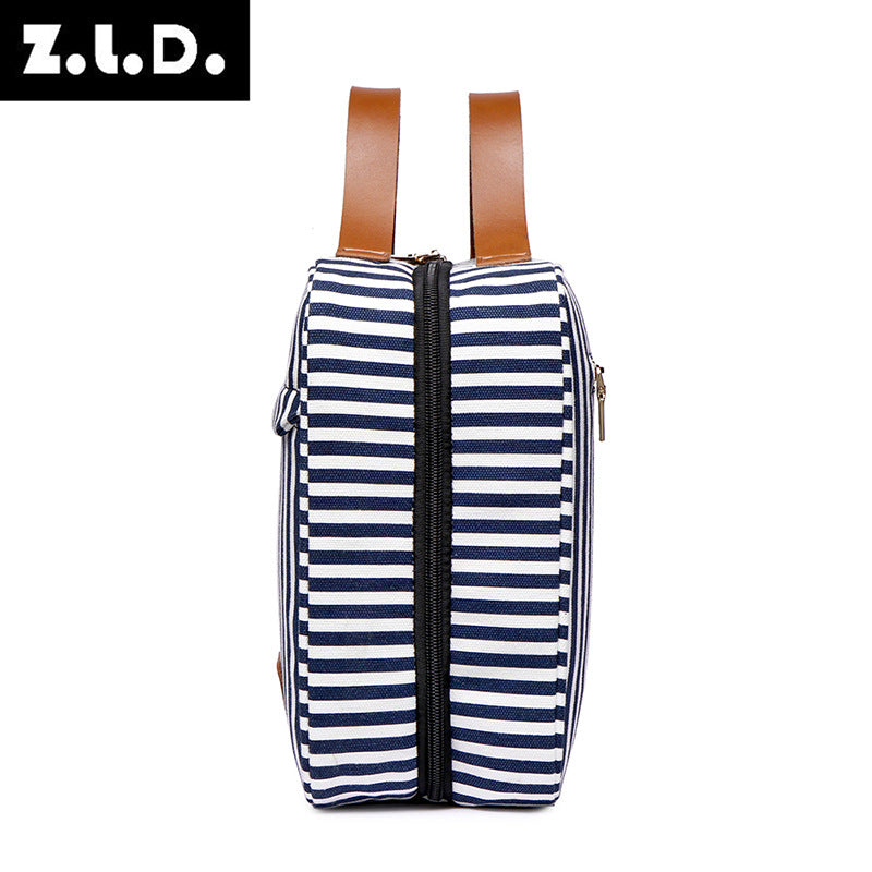 Women's Trendy Striped Cosmetics Storage Portable Cosmetic Bags