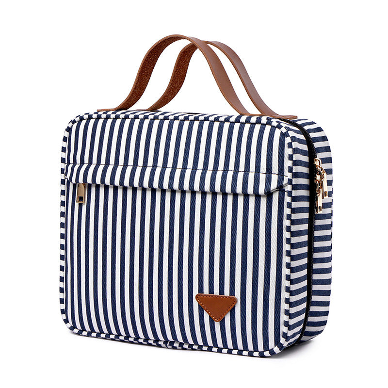 Women's Trendy Striped Cosmetics Storage Portable Cosmetic Bags