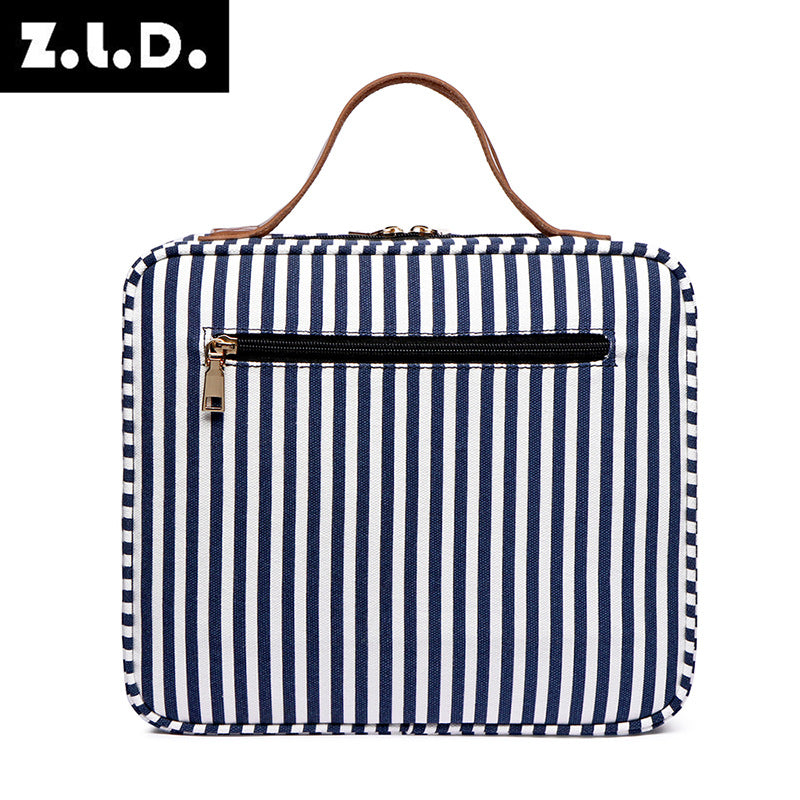 Women's Trendy Striped Cosmetics Storage Portable Cosmetic Bags