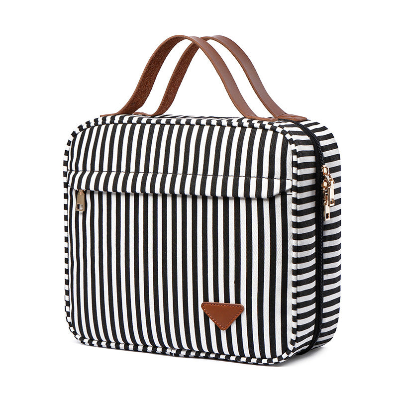 Women's Trendy Striped Cosmetics Storage Portable Cosmetic Bags