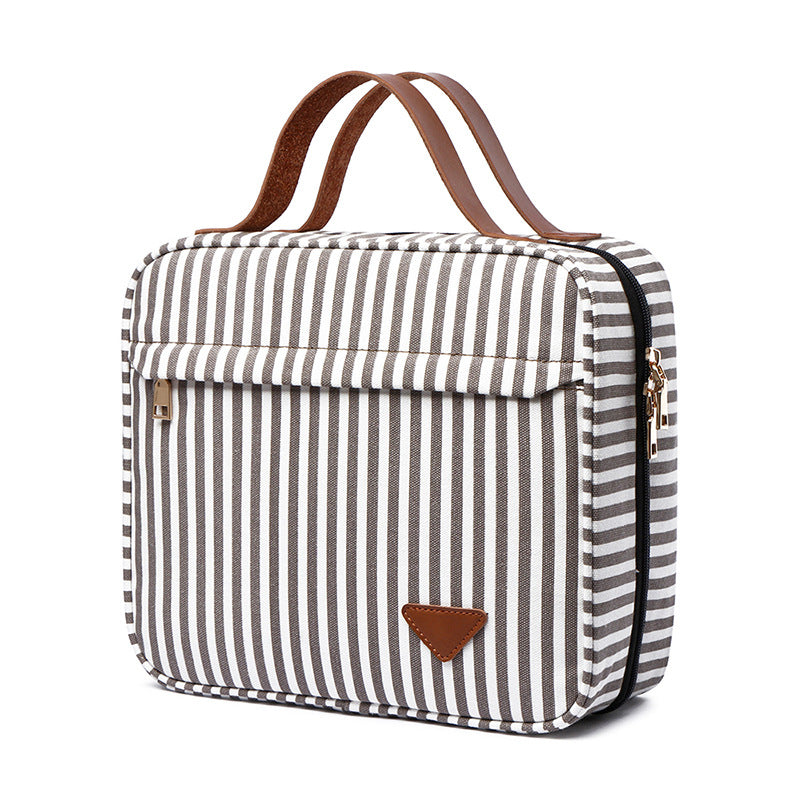 Women's Trendy Striped Cosmetics Storage Portable Cosmetic Bags