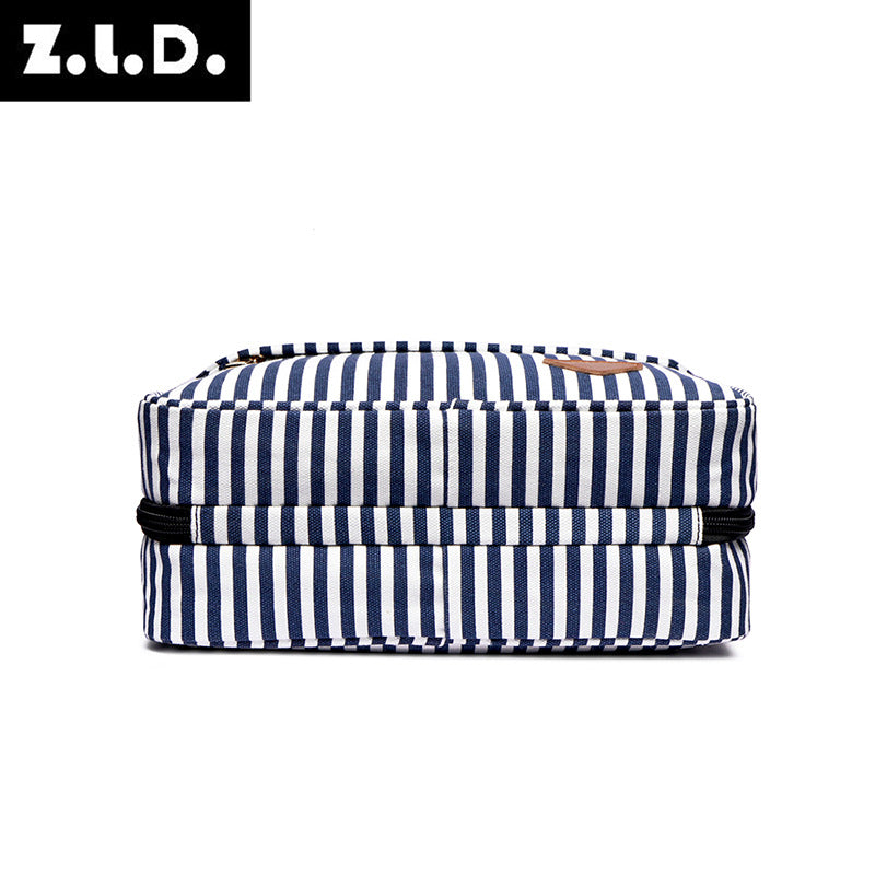 Women's Trendy Striped Cosmetics Storage Portable Cosmetic Bags