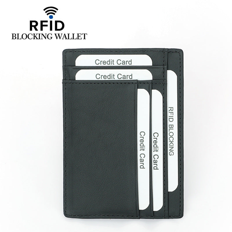 Carbon Fiber Pattern First Layer Cowhide Zipper Card Holder