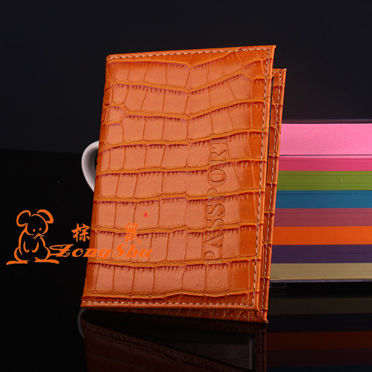 Leather Passport Jacket Crocodile Pattern Surface Card Holder