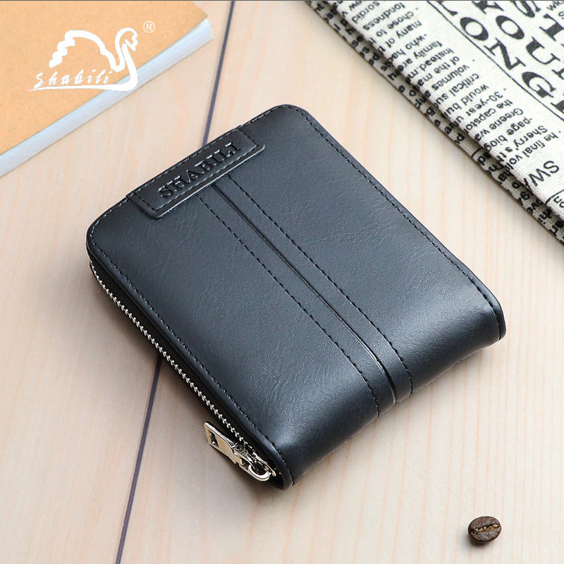 Men's Short Classic Horizontal Large Capacity Zipper Multiple Men's Wallet