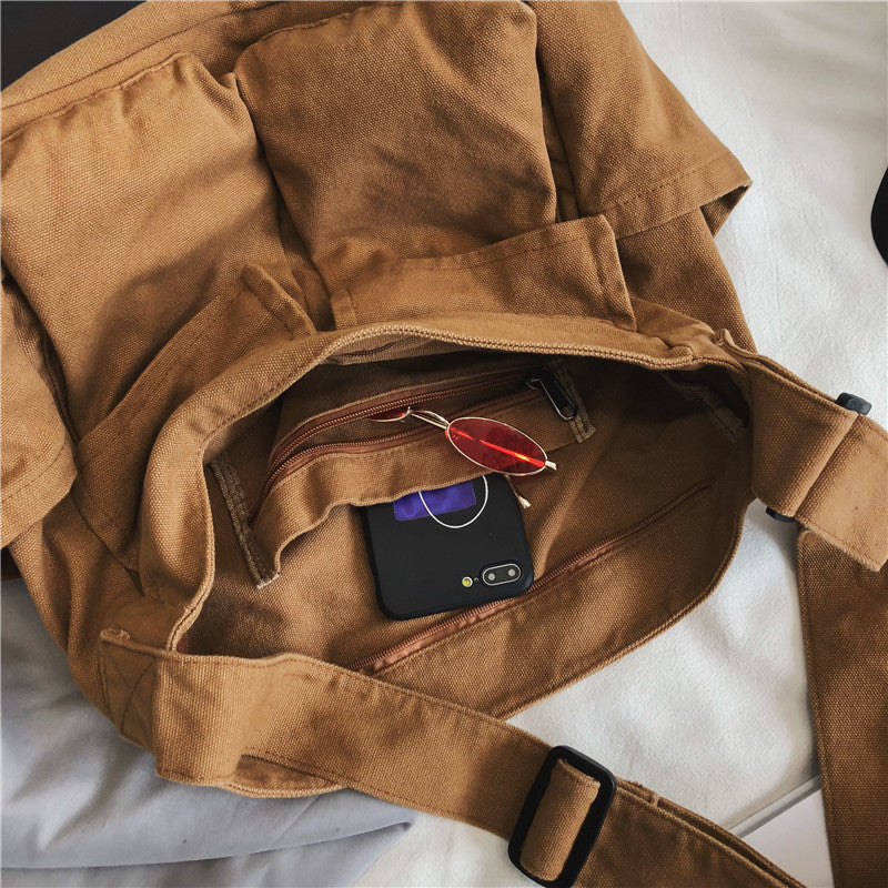 Women's & Men's Tooling Style Canvas For And Class Street Large Capacity Artistic Bags