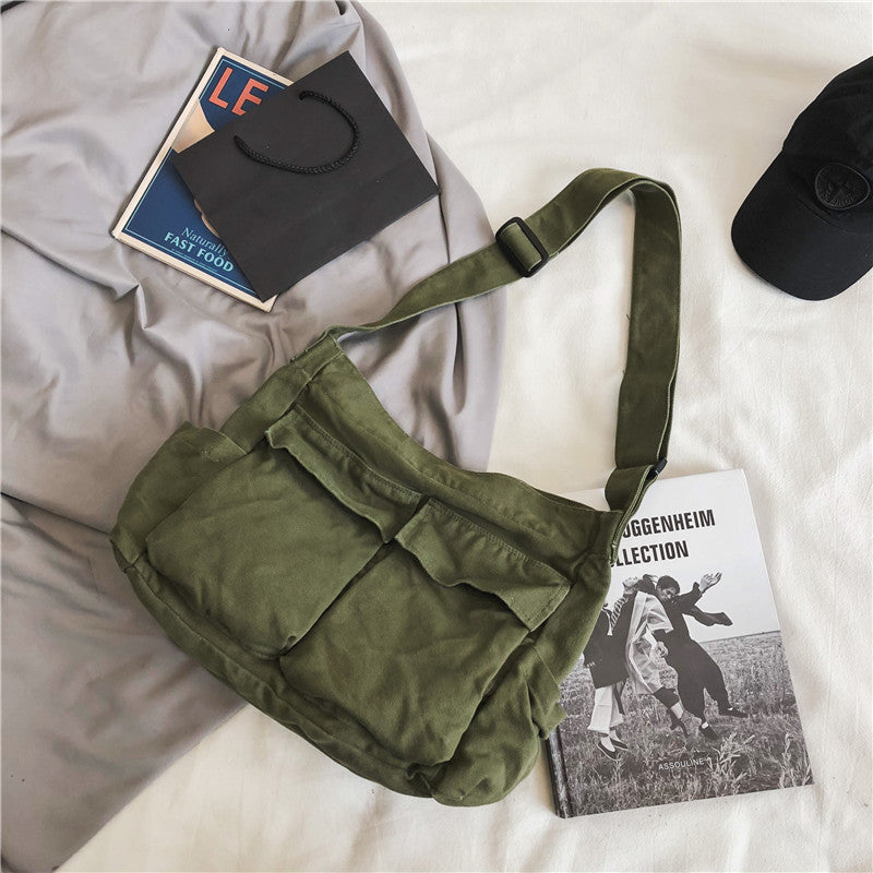 Women's & Men's Tooling Style Canvas For And Class Street Large Capacity Artistic Bags