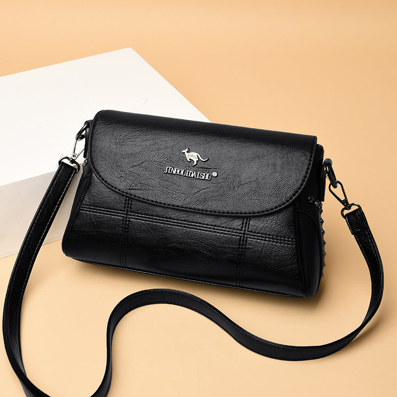 Women's Fashionable Rivet Hand-held Mother Soft Leather Bags