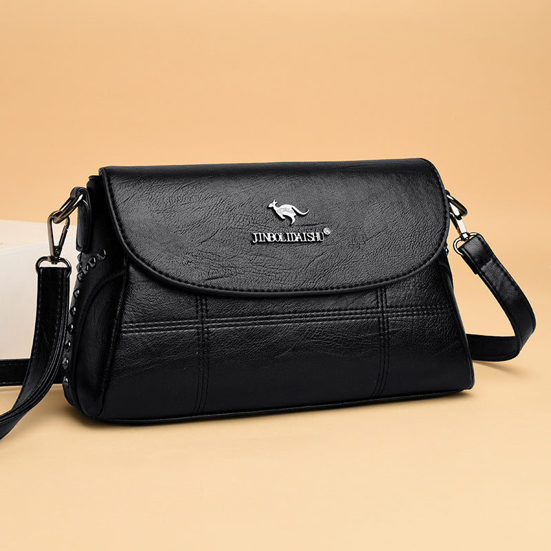 Women's Fashionable Rivet Hand-held Mother Soft Leather Bags