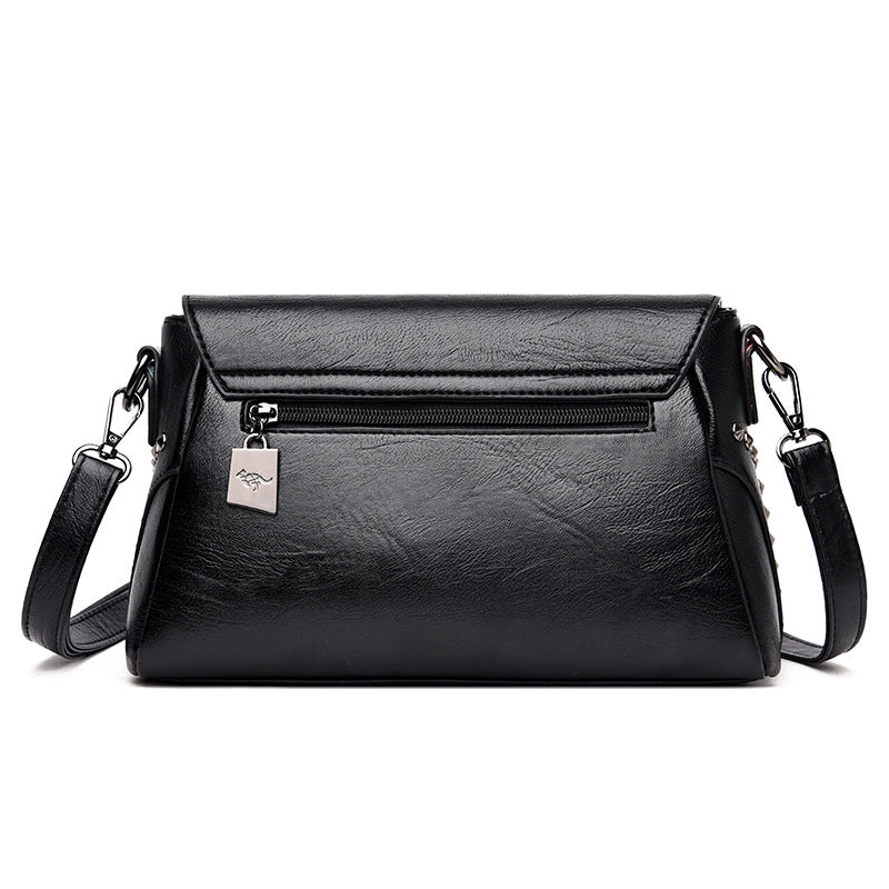 Women's Fashionable Rivet Hand-held Mother Soft Leather Bags