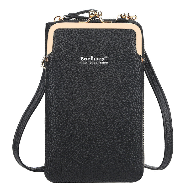 Women's Vertical Fashion Litchi Pattern Mobile Korean Phone Bags