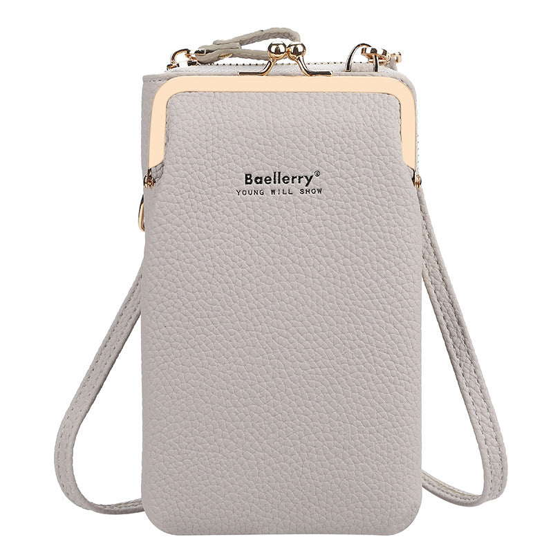 Women's Vertical Fashion Litchi Pattern Mobile Korean Phone Bags