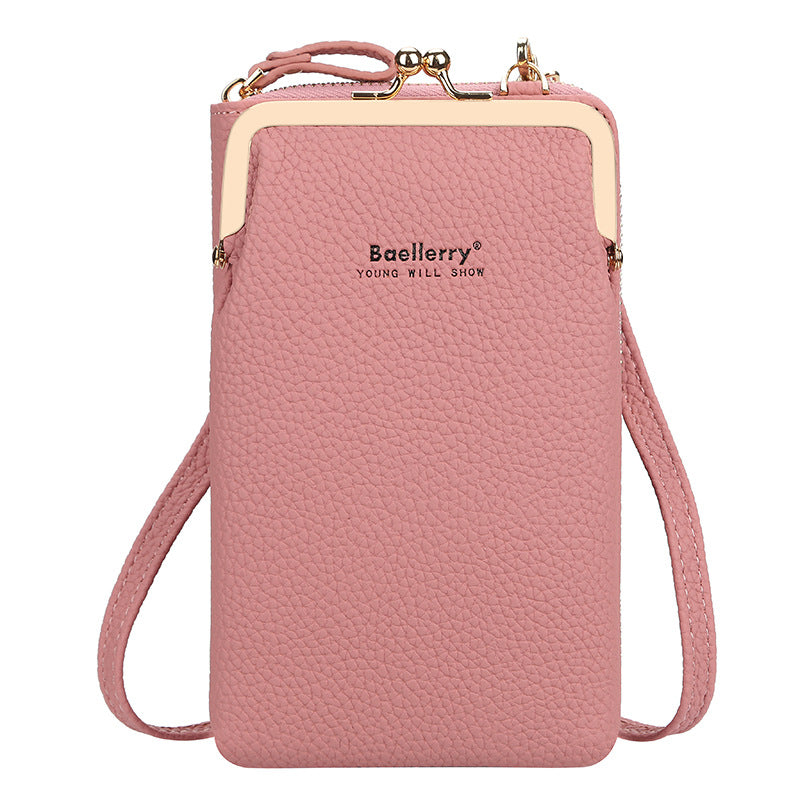 Women's Vertical Fashion Litchi Pattern Mobile Korean Phone Bags
