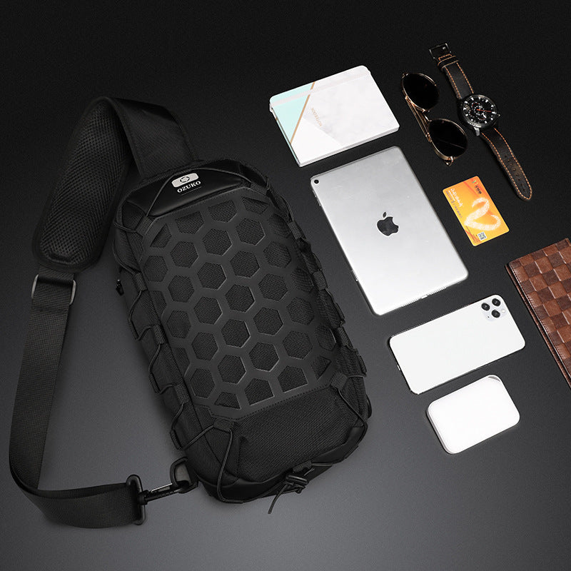 Men's Black Fashion Waterproof Oxford Cloth Men's Chest Bags