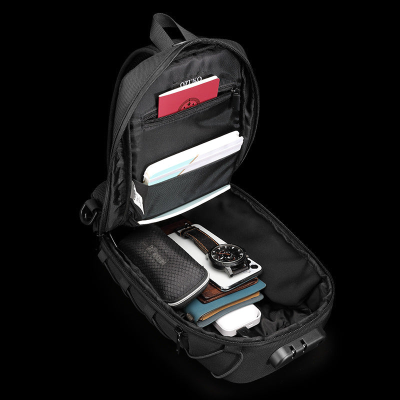 Men's Black Fashion Waterproof Oxford Cloth Men's Chest Bags