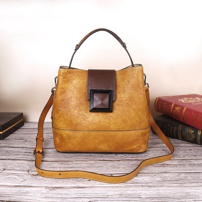 Women's Genuine Leather Retro Chinese Style Message Shoulder Bags