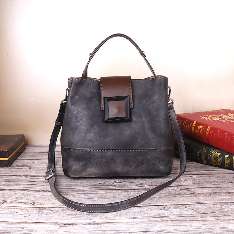 Women's Genuine Leather Retro Chinese Style Message Shoulder Bags