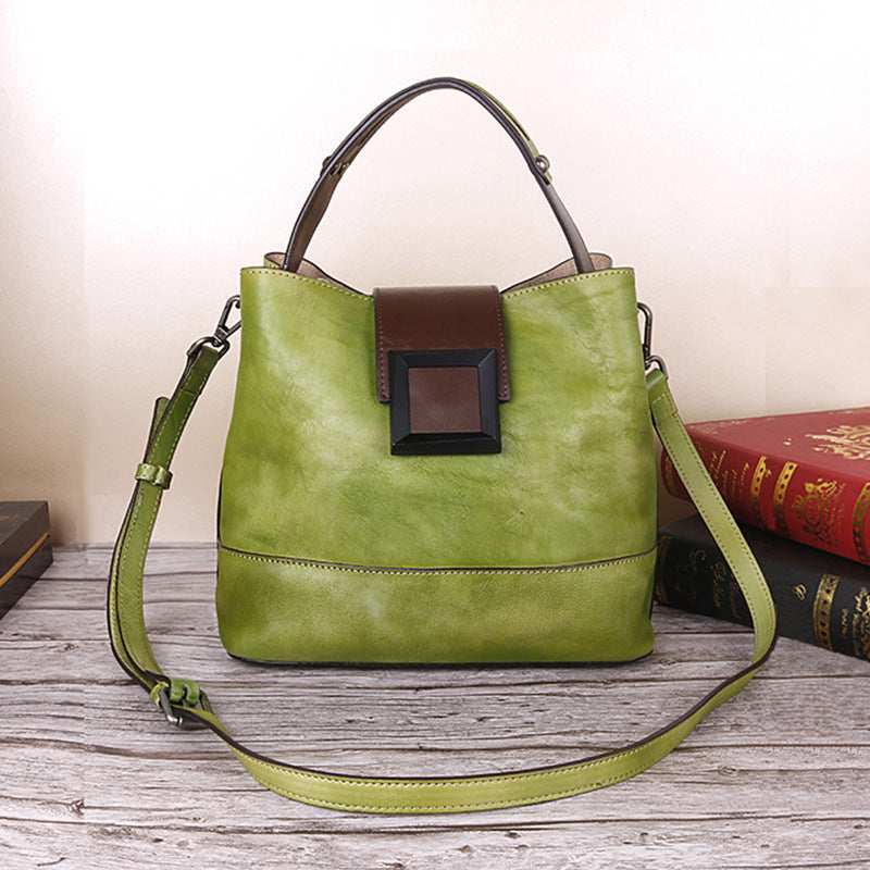 Women's Genuine Leather Retro Chinese Style Message Shoulder Bags