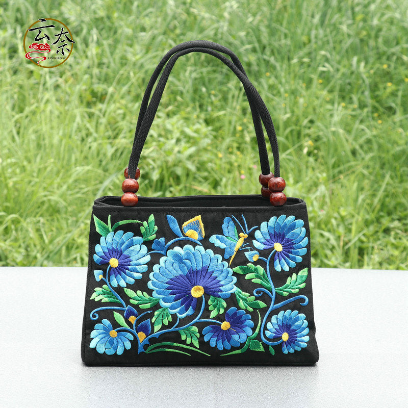 Ethnic Style Double-sided Embroidered Canvas Lady Handbags