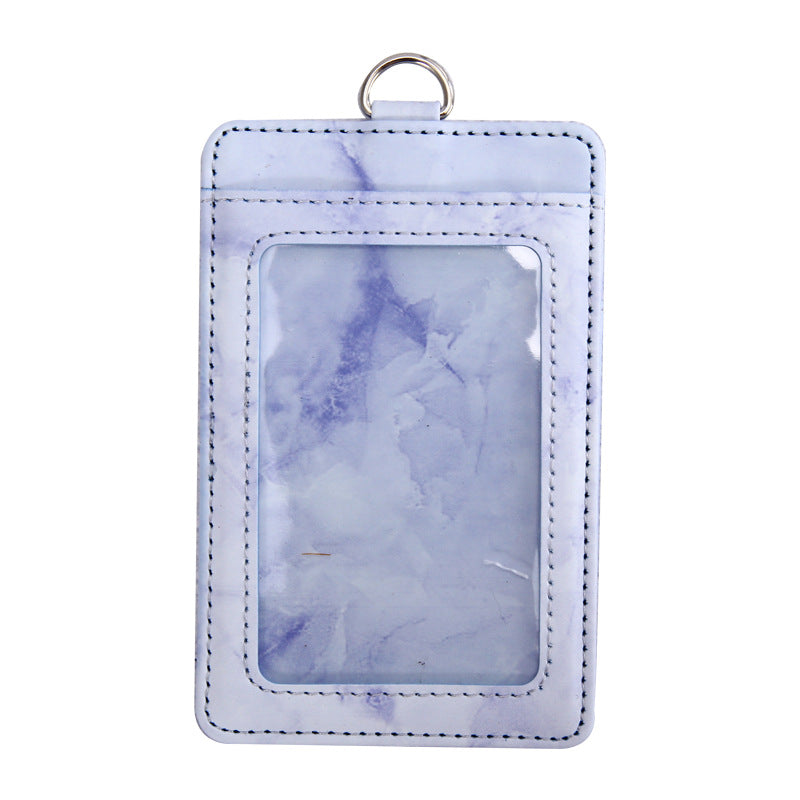 Work Badge Lanyard Bank Permit Tag Leather Card Holder