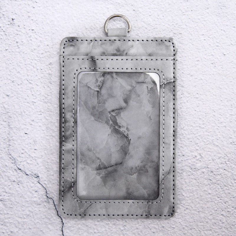 Work Badge Lanyard Bank Permit Tag Leather Card Holder