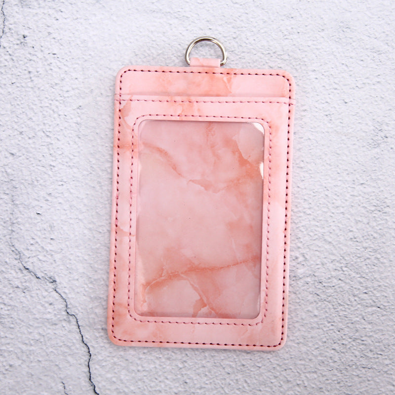 Work Badge Lanyard Bank Permit Tag Leather Card Holder