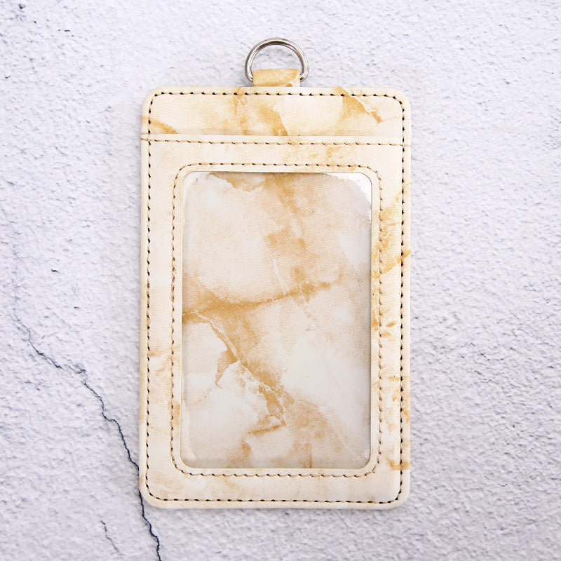 Work Badge Lanyard Bank Permit Tag Leather Card Holder