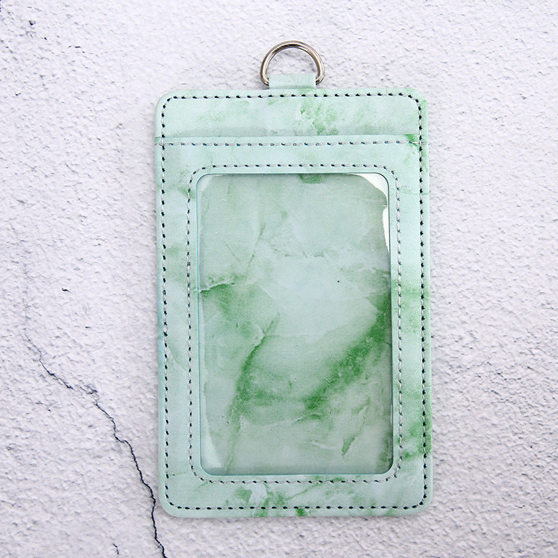 Work Badge Lanyard Bank Permit Tag Leather Card Holder