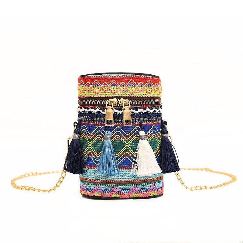 Women's Fashion Ethnic Style Unique Tassel Woven Crossbody Bags