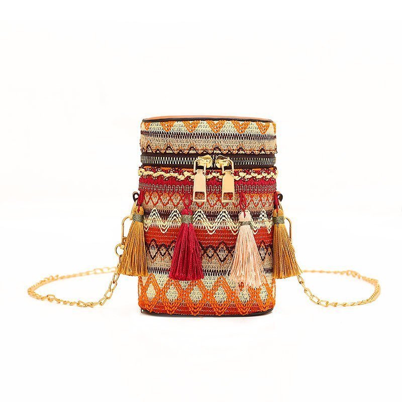 Women's Fashion Ethnic Style Unique Tassel Woven Crossbody Bags