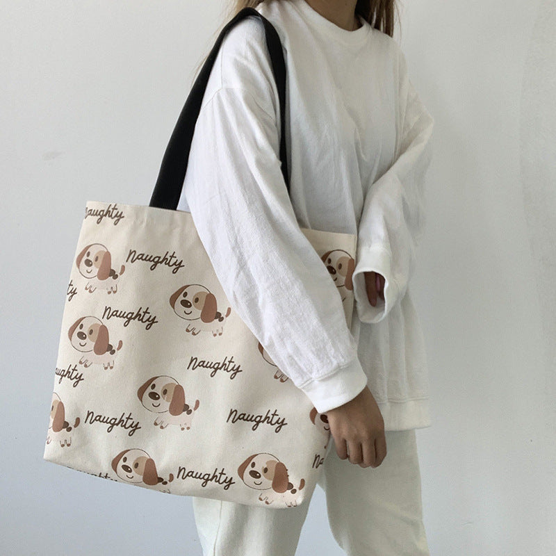 Women's Large Capacity Canvas Retro College Style Shoulder Bags