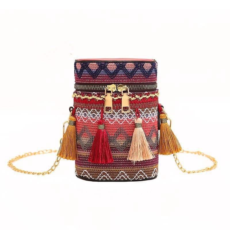 Women's Fashion Ethnic Style Unique Tassel Woven Crossbody Bags