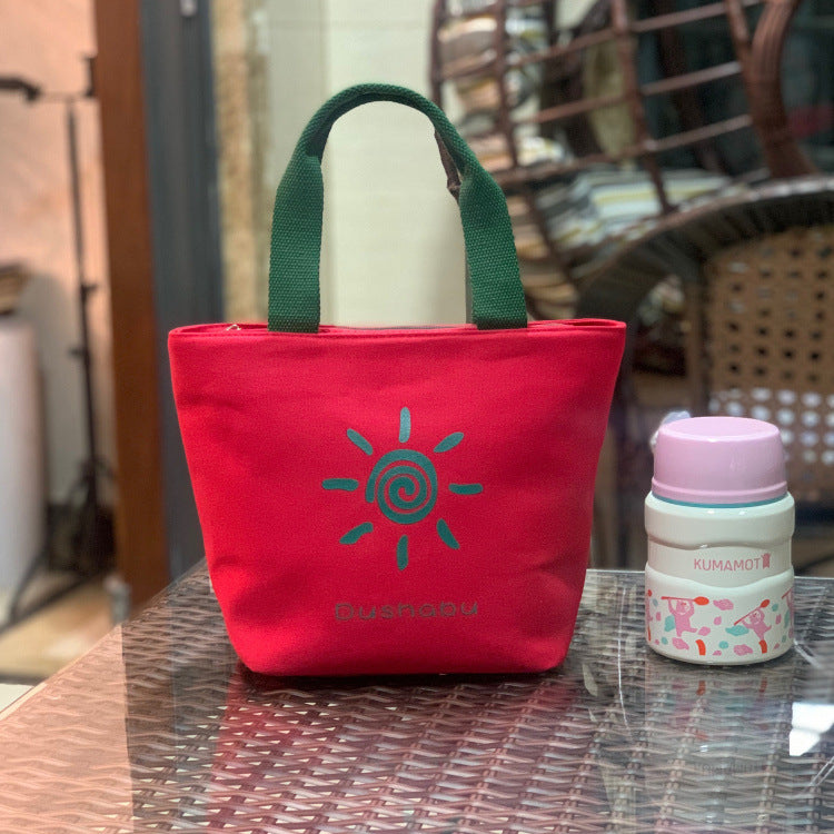 Built-in Water Environmentally Friendly Simple Canvas Thick Lunch Handbags