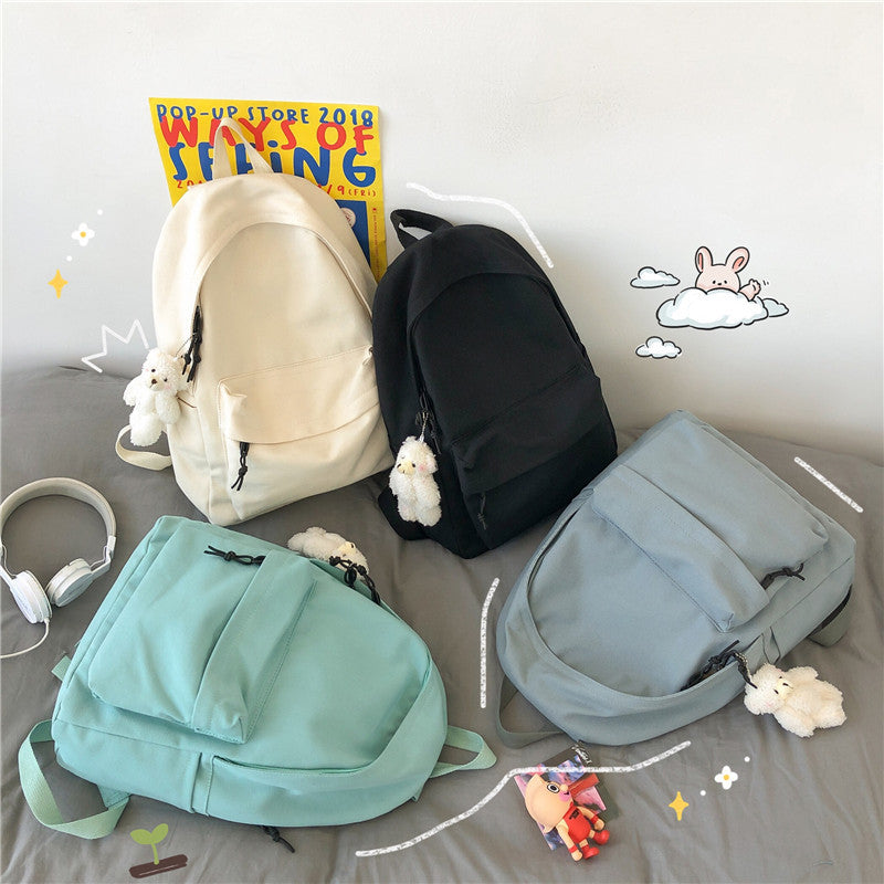 Fashion Canvas Female Korean College Solid Backpacks