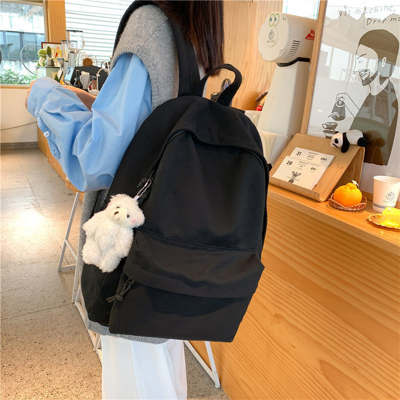 Fashion Canvas Female Korean College Solid Backpacks