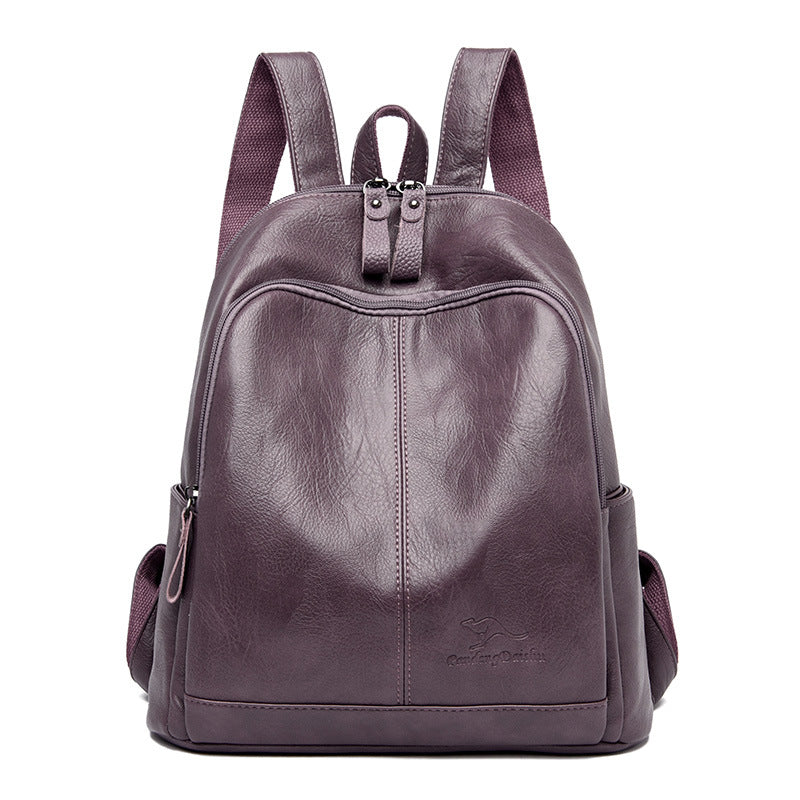 Women's Soft Leather Korean Fashion Large Capacity Backpacks