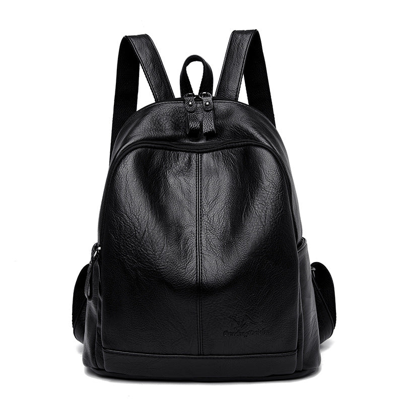 Women's Soft Leather Korean Fashion Large Capacity Backpacks