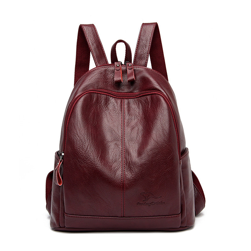 Women's Soft Leather Korean Fashion Large Capacity Backpacks