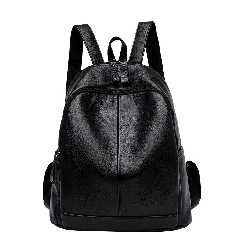 Women's Soft Leather Korean Fashion Large Capacity Backpacks