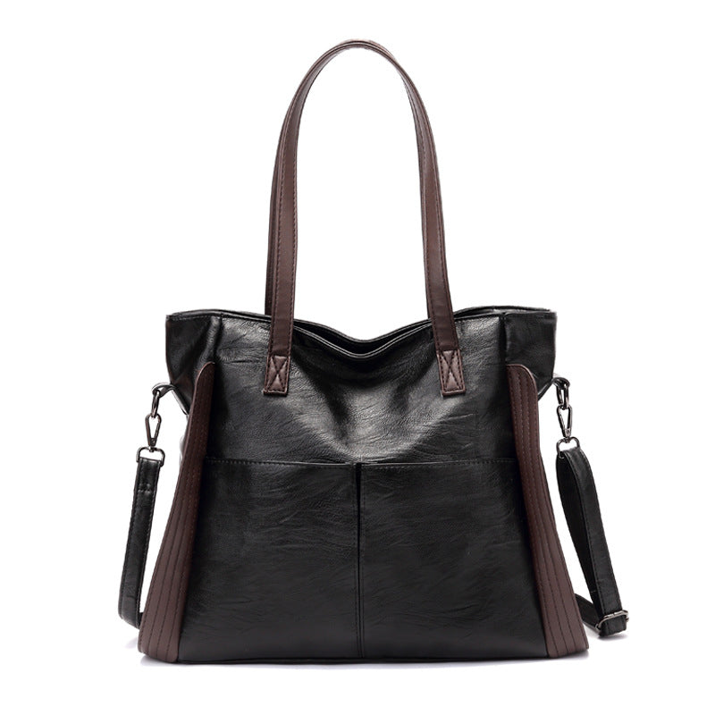 Women's Capacity Soft Leather Textured Big Trendy Shoulder Bags