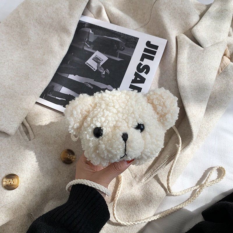 Bear Head Female Plush Simple Cute Shoulder Bags