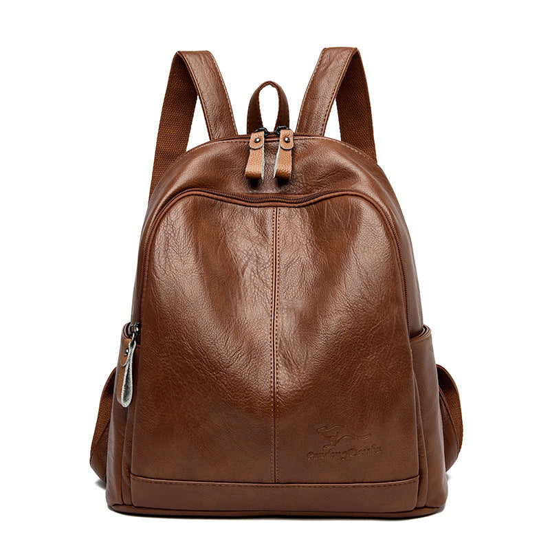 Women's Soft Leather Korean Fashion Large Capacity Backpacks