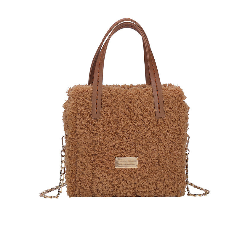 Women's Mesh Woven Homemade Plush Fashion Retro Handbags