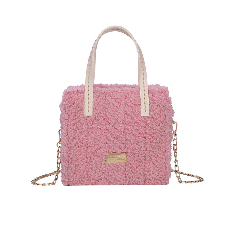 Women's Mesh Woven Homemade Plush Fashion Retro Handbags