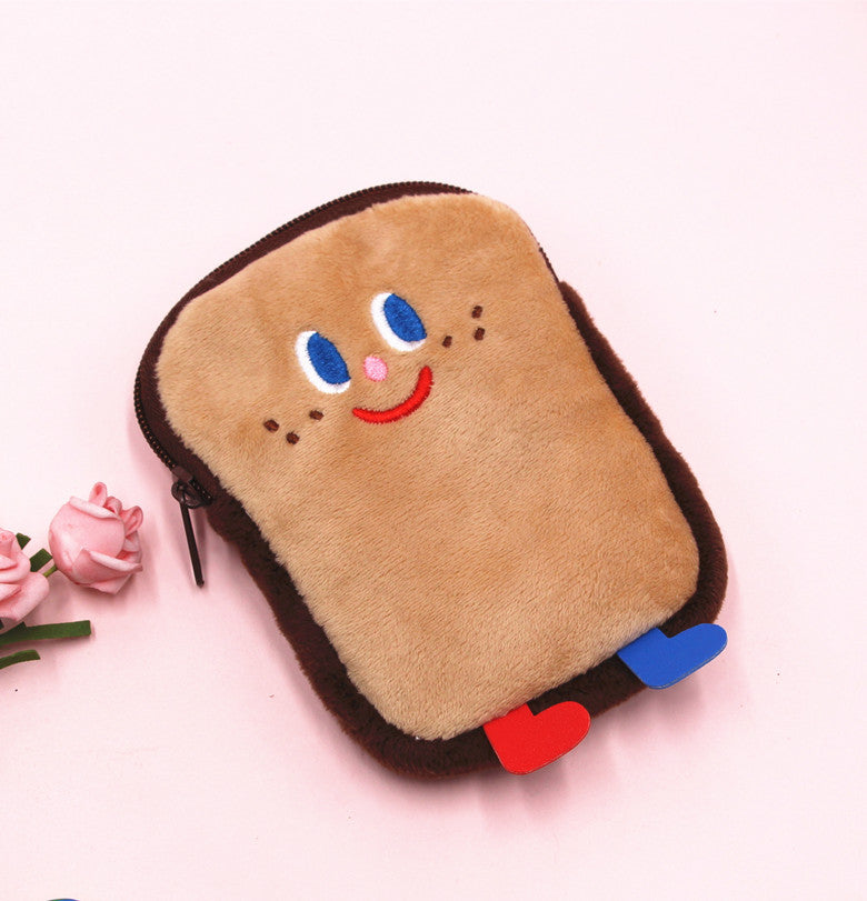 Toast Heart Storage Plush Lovely Soft Coin Purses