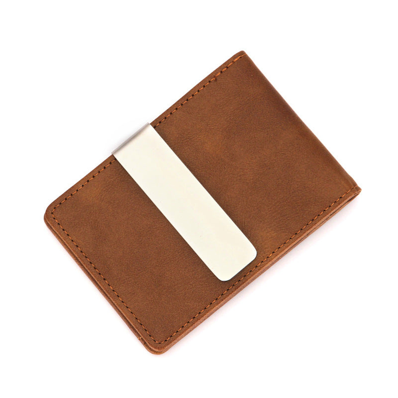 Men's Leather Creative Flip Beauty Clip Short Card Holder