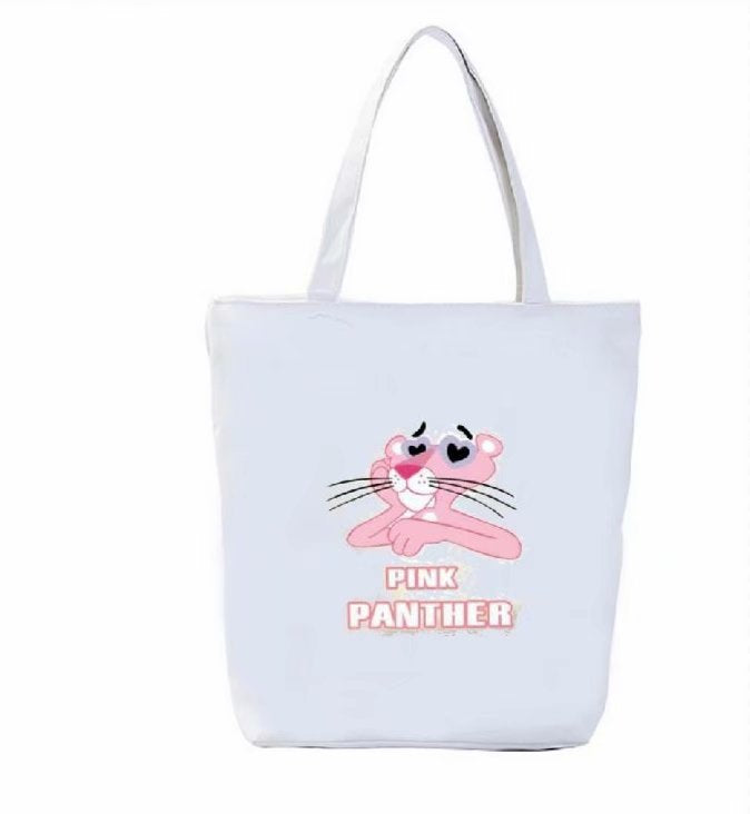 Women's Canvas Printed Simple Portable Large Capacity Shopping Bags