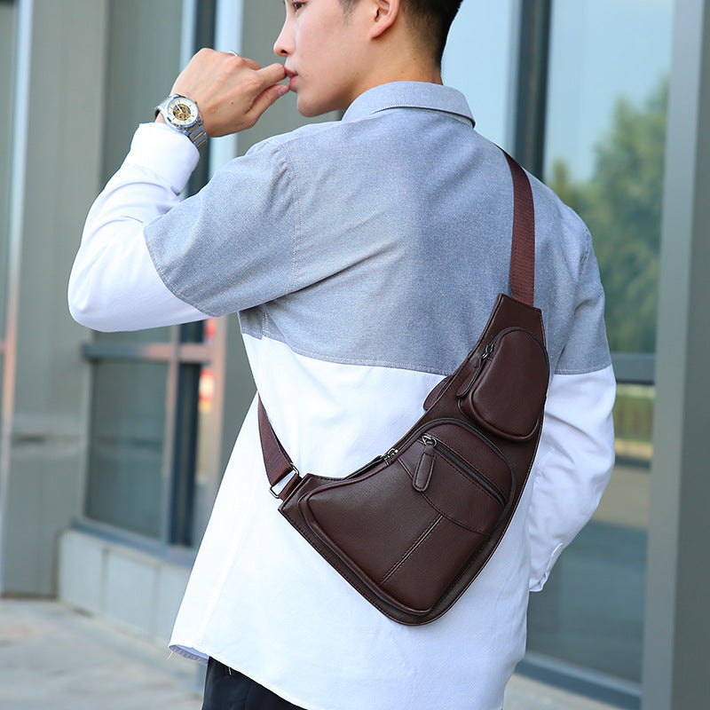 Graceful Men's Comfortable Trendy Close-fitting Leather Men's Chest Bags