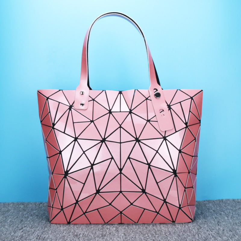 Women's Geometric Rhombus Glossy Large Capacity Changeable Shoulder Bags