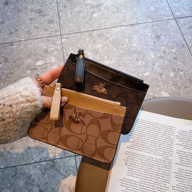 Women's Zipper Short Bank Driving License Leather Card Holder